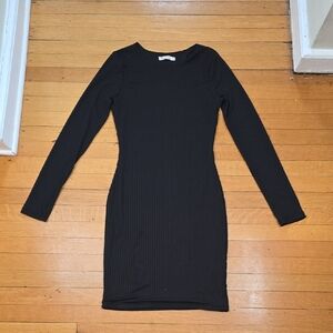 Heart & Hips, Black Ribbed Long Sleeve Mini Dress, EUC, Women's S